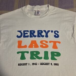 Vtg 1995 Grateful Dead T Shirt Jerry's Last Trip Garcia 90s 1942 August Rare